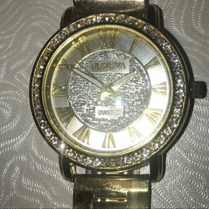Mens 14k watch with diamond bezel